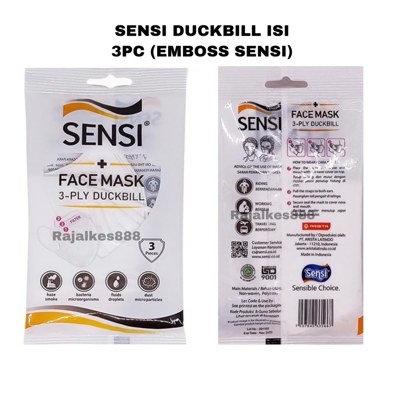 MASKER SENSI DUCKBILL SACHET ISI 3 PC (EMBOSS SENSI )