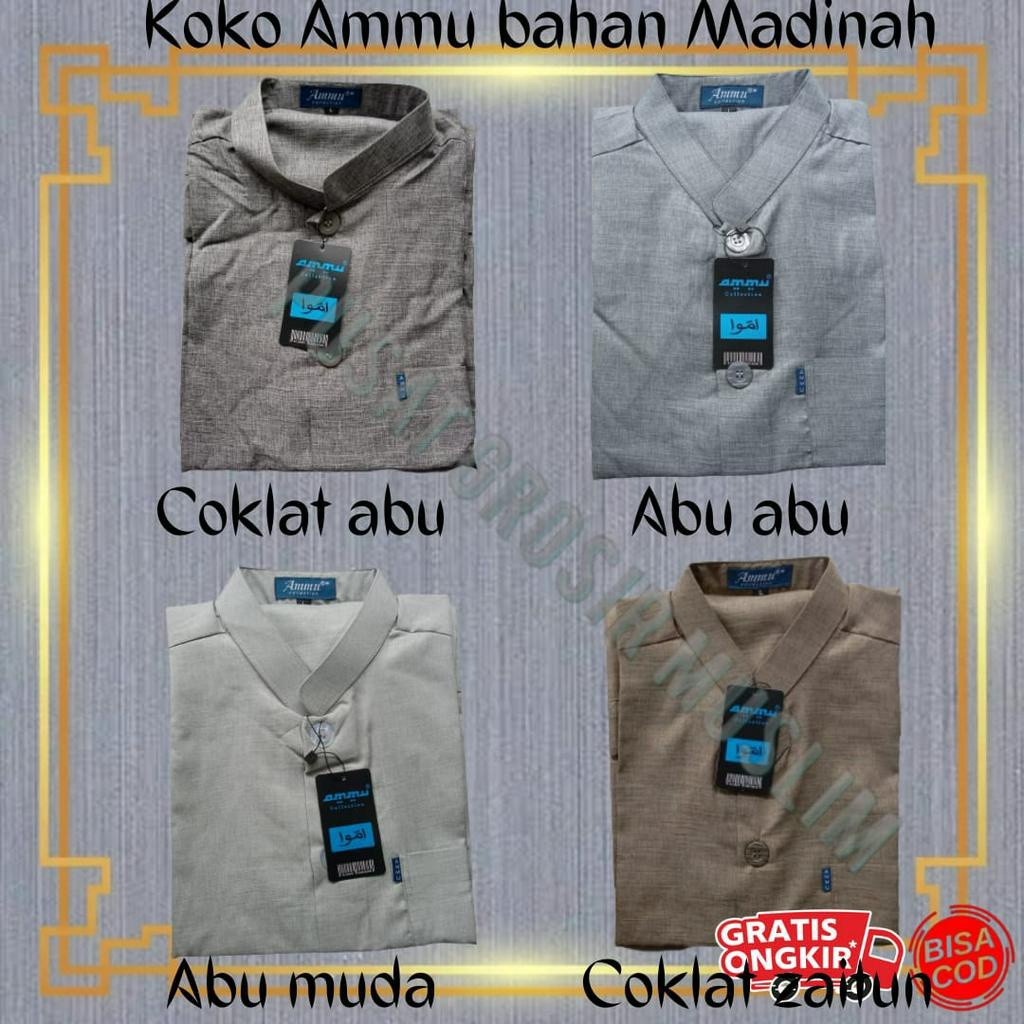 Promo Baju Koko Ammu Bahan Madinah Abu Abu Premium Class Limited Edition