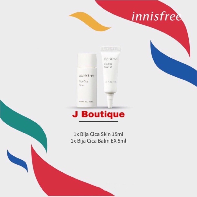 innisfree Bija Cica Trial Kit Bija Cica Skin 15ml Bija Cica Balm EX 5ml Travel Size Anti Acne Care