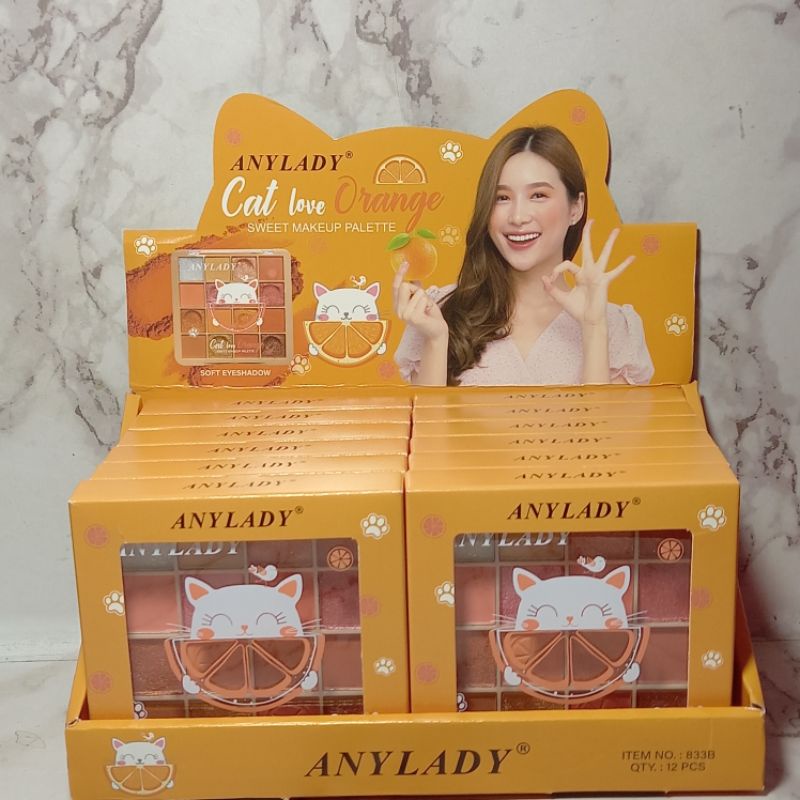 PROMO EYESHADOW ANYLADY  MAKEUP PALETTE FLOWERS | CAT LOVE ORANGE THAILAND  16WARNA NO.833 | 833B