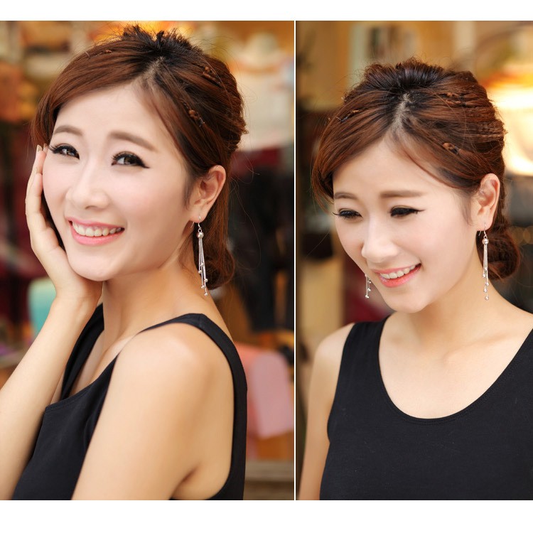 S925 Manik-manik Perak Anting-Anting Korea Fashion Retro Panjang Anting Rumbai Perempuan Telinga Perhiasan ai2-512-4
