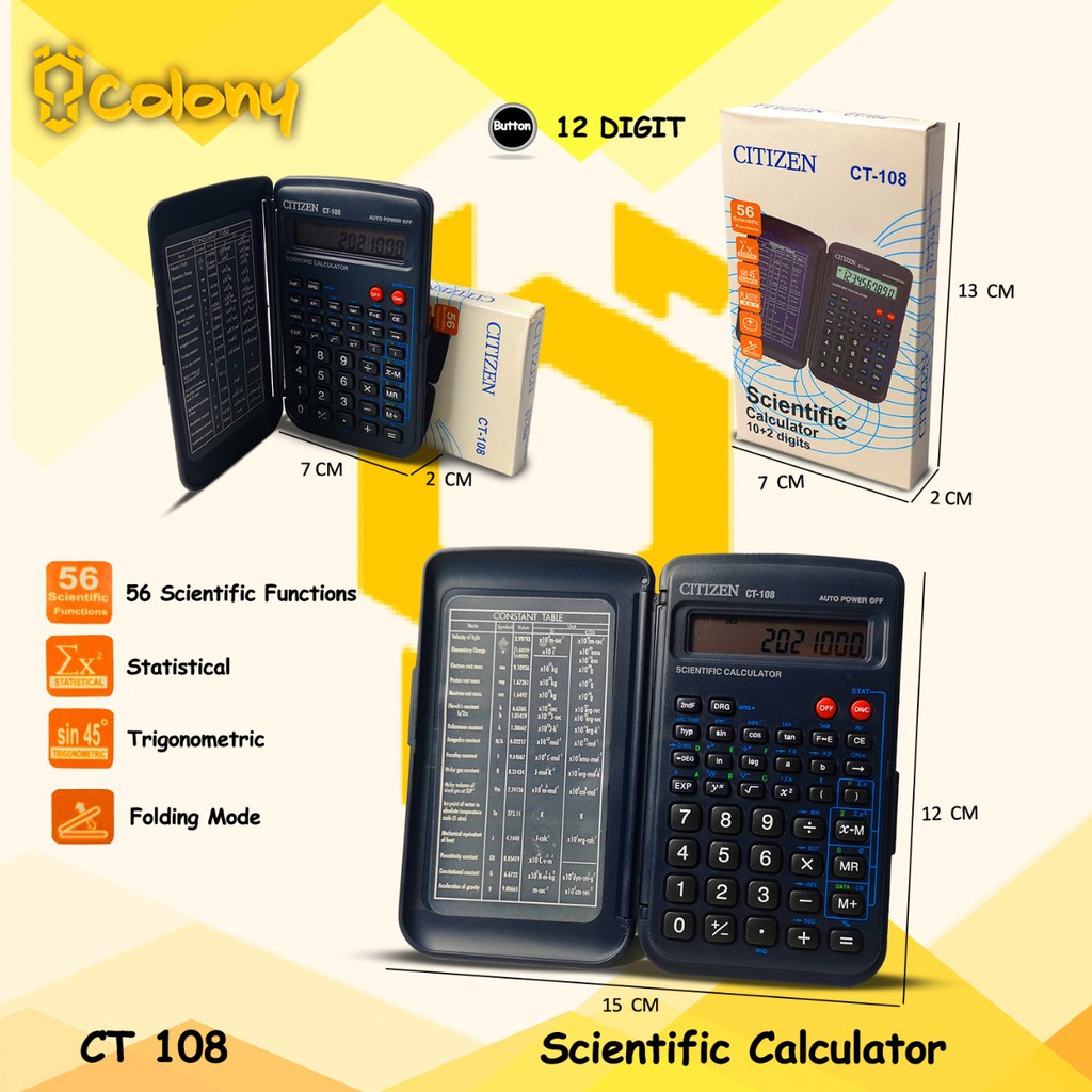 PROMO CT-108 CT-350MS Kalkulator Scientific Calculator Belajar Sekolah Kakulator Mini Saku Kecil