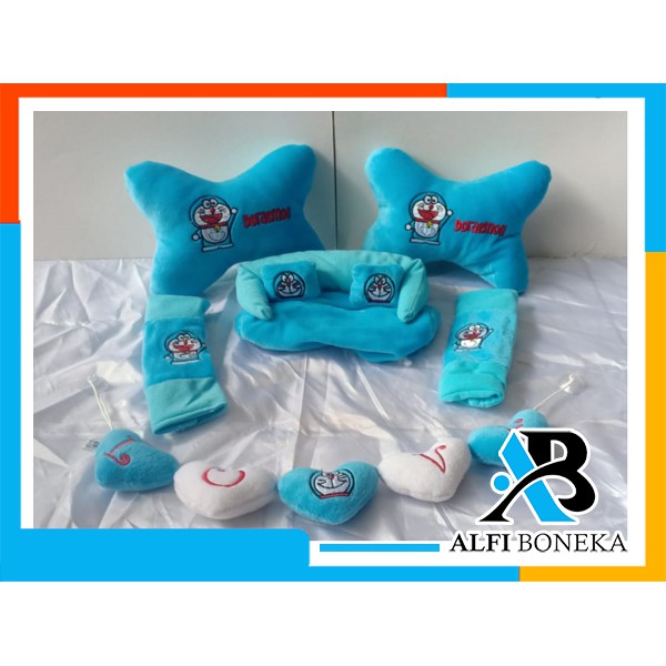 Paket Bantal Mobil dan bantal leher - Bantal sandar Mobil set murah - bantal mobil 6in1 boneka lucu