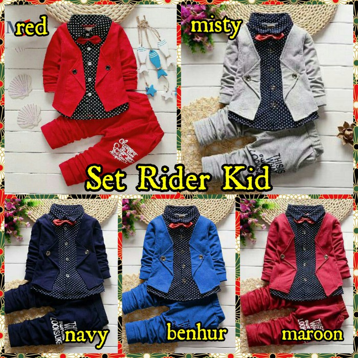 Baju Anak Laki Laki Set 4In1 Vest Polka Rider Kid Fashion Kids baL2303-13