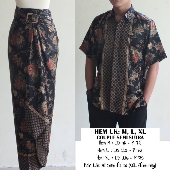 Setelan Rok Kemeja Batik Hitam BB
