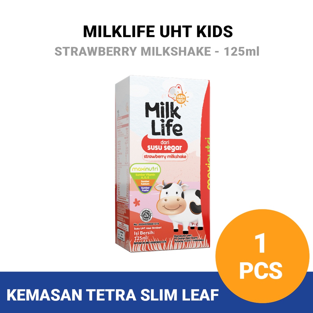 

MilkLife Stroberi Milkshake - UHT Kids [1 pcs/Tetra Slim Leaf 125 ml]