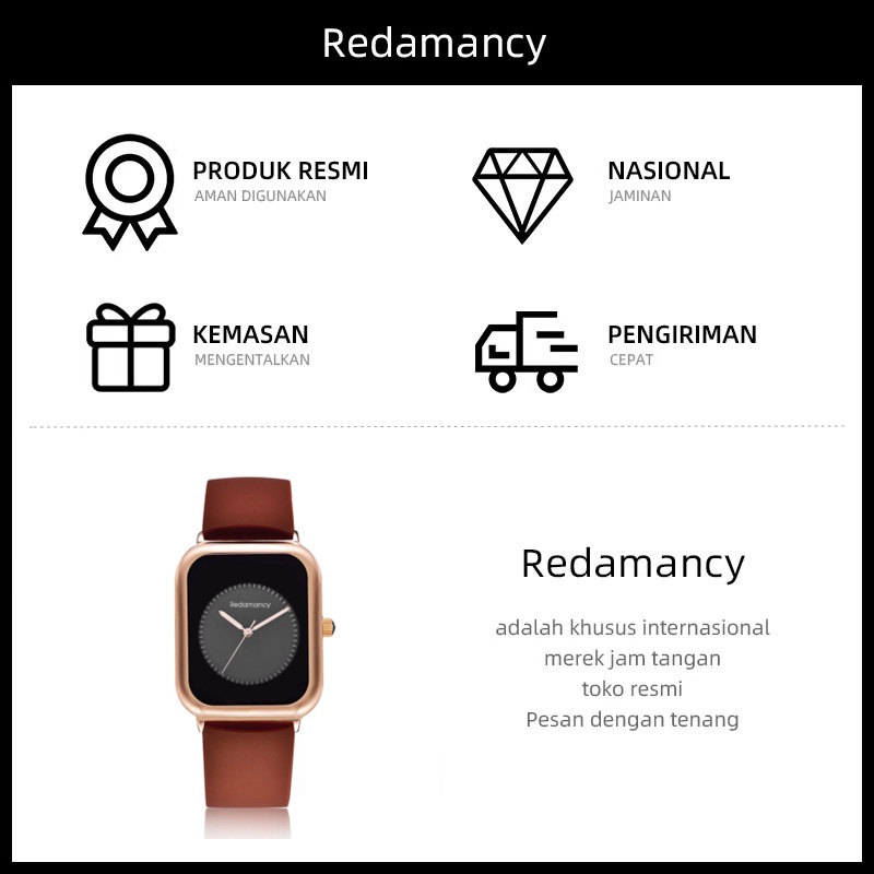 Redamancy Original jam tangan wanita  Santai Mode Tali Silikon Display Kuarsa Simple Dial Tahan Air Jam Cewek