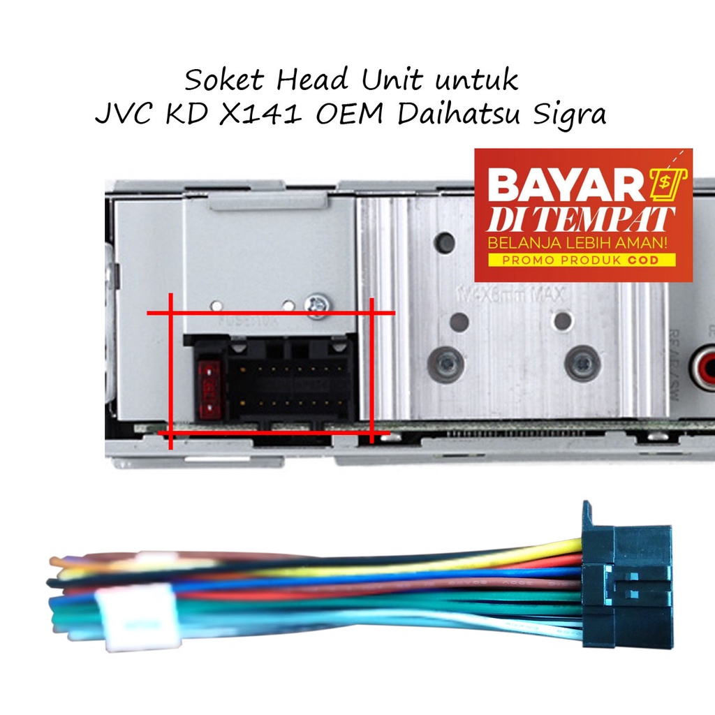 Soket Head Unit JVC KD X141 Tape Mobil Ex Daihatsu Sigra