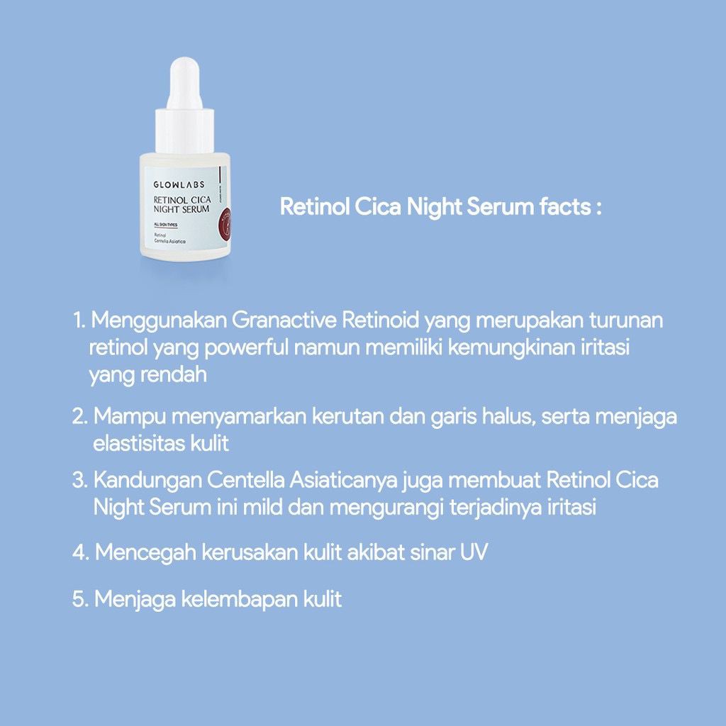 BPOM Glowlabs Retinol Cica Night Serum Mild and Powerful Anti-Aging Skincare Mengencangkan Wajah