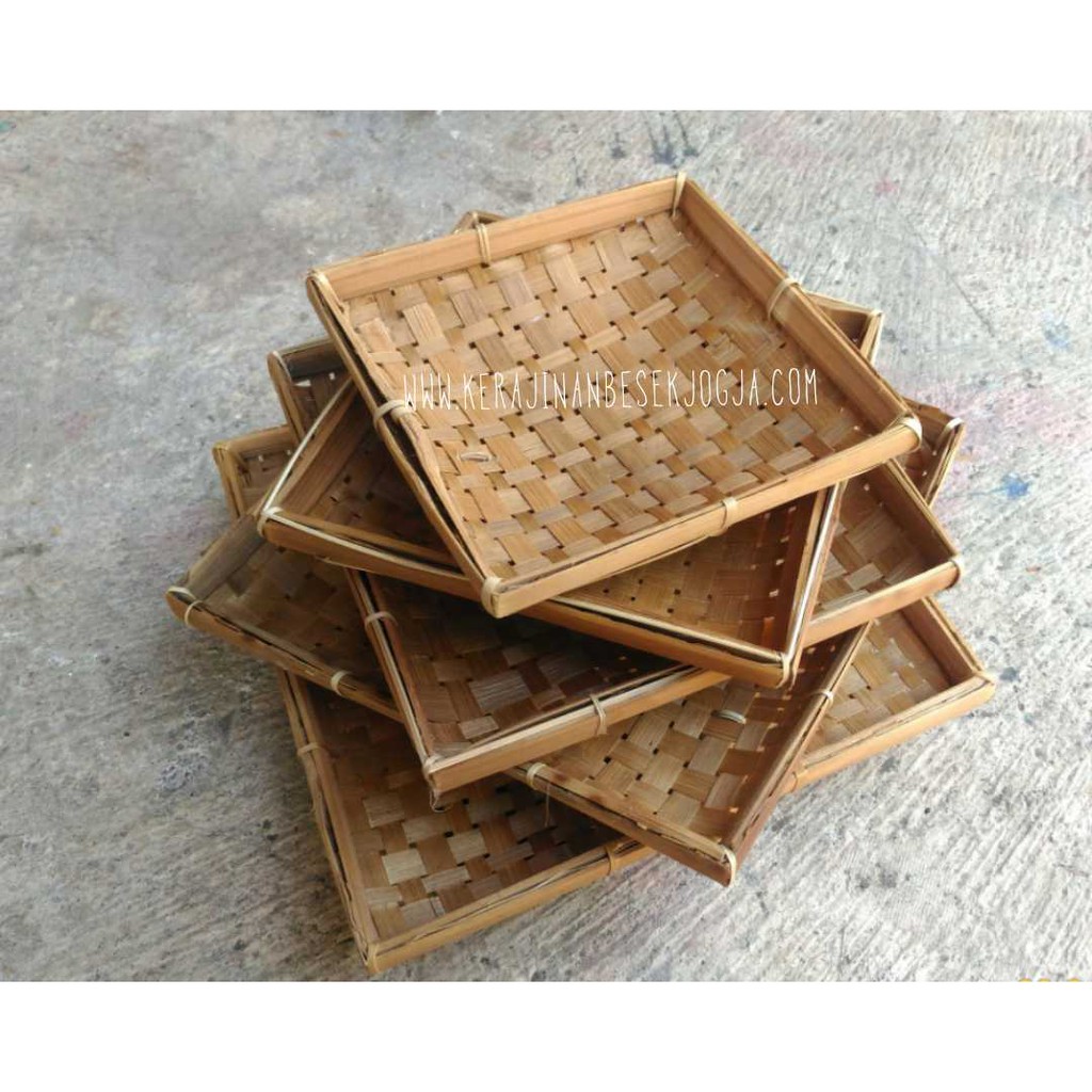 PIRING KOTAK BAMBU SET NATURAL |  piring bambu piring anyam piring anyam piring makanan bingkisan ha