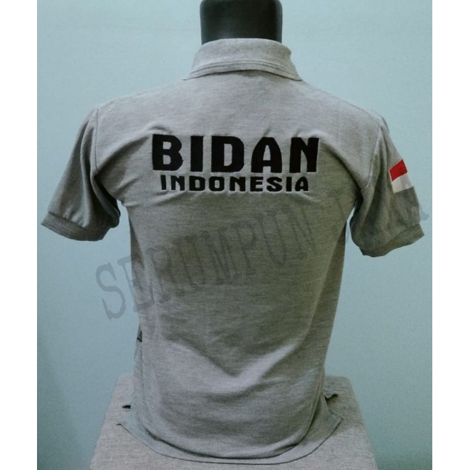 KAOS BIDAN ABU - KAOS KERAH BIDAN FULL BORDIR