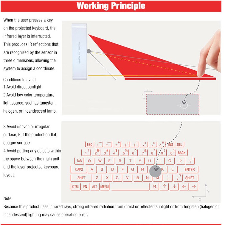 F1A Mini Portable Laser Projection Virtual Bluetooth Keyboard Mouse Speaker Function IOS Android Win