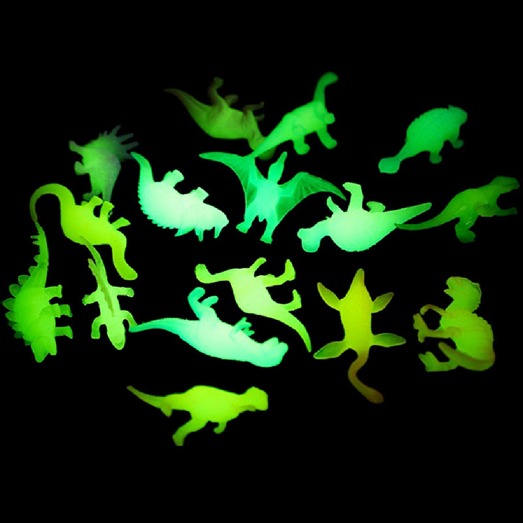 (Justbuyingg.Id) 16pcs / Set Mainan Dinosaurus Jurassic Glow In The Dark