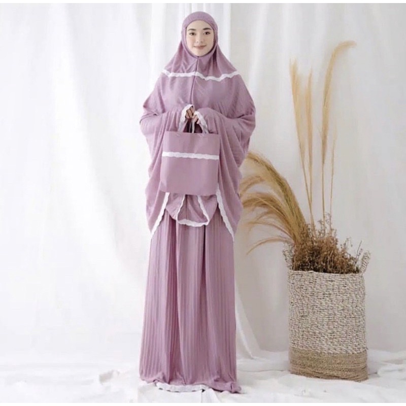 MUKENA TRAVELING POUCH RENDA DEWASA PLISKET