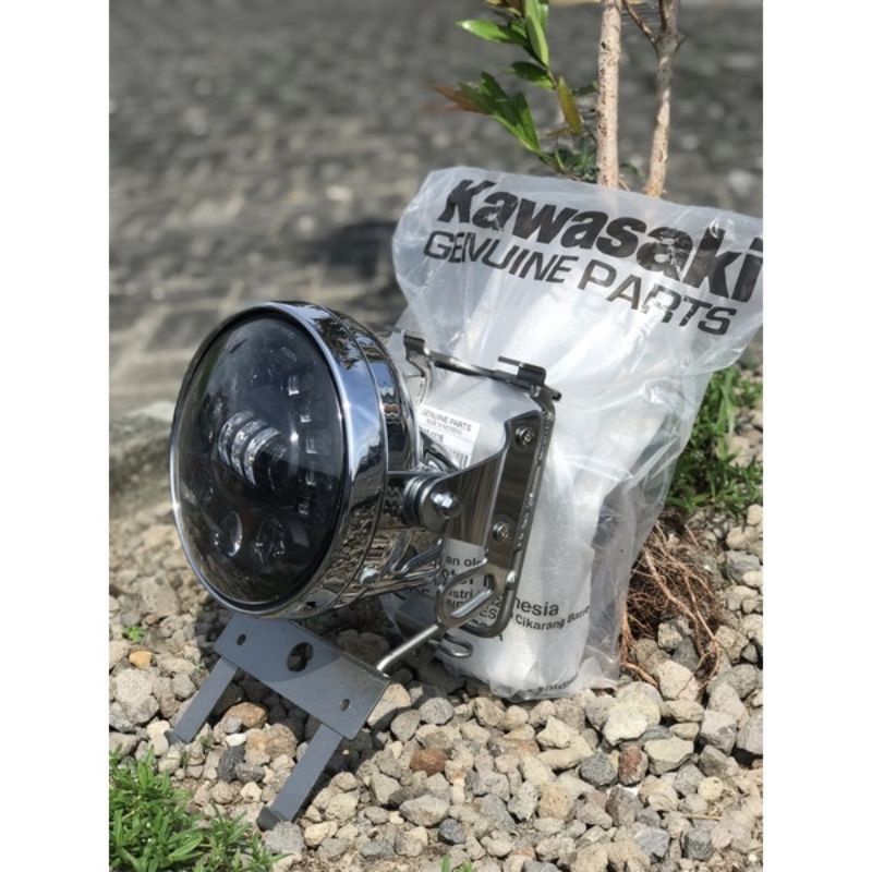 Lampu ninja SS set daymaker 7 inchi 19 LED breket kupingan ninja original batok ninja R/RR original 