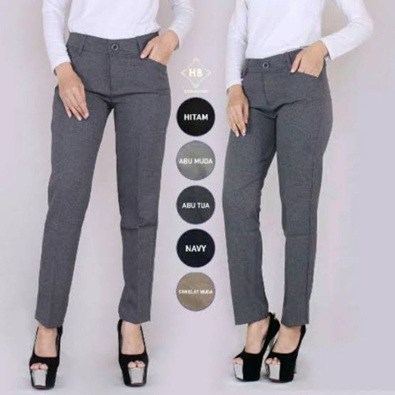 CELANA KANTOR FORMAL KERJA WANITA SLIMFIT BAHAN DASAR KAIN