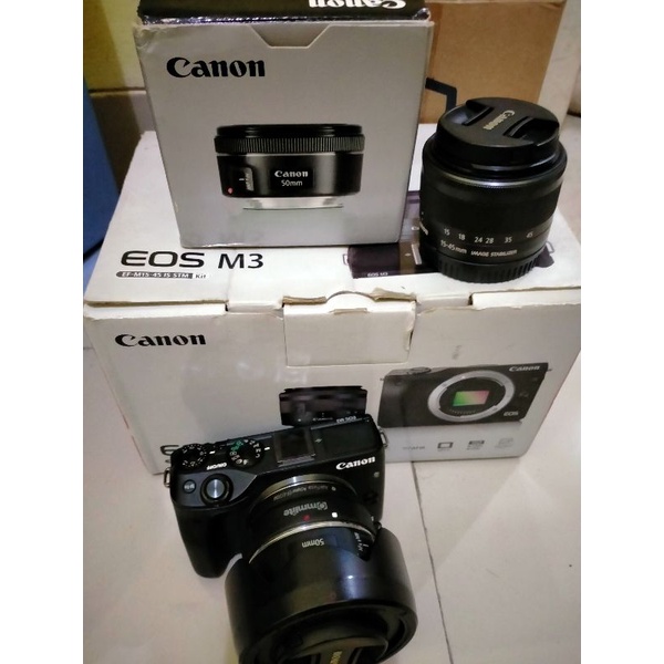 kamera canon eos m3 2020 bonus lensa fix 50mm adapter commilite