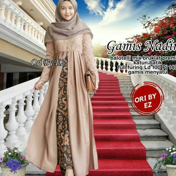 Gamis Batik Brokat Modern Maxi Dress Broklat Exclusive Gamis Brokat Fashion Shopee Indonesia