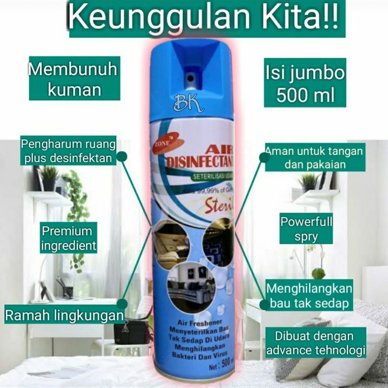 Air disinfektan ukuran jumbo 500 ml pembunuh bakteri/penyegar udara untuk rumah,kendaraan &amp; benda