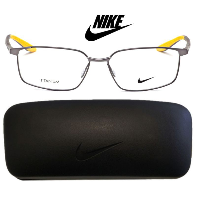 Kacamata Frame Pria Original Nike NK 6076AF 062 Titanium Grey Yellow