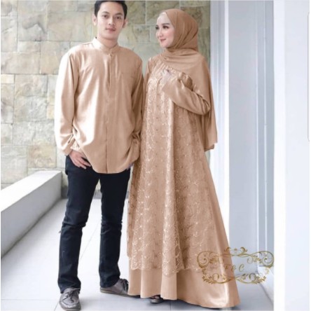 BAJU GAMIS SAMARA SARIMBIT COUPLE KAPELAN SERAGAM LEBARAN KELUARGA MUSLIM AYAH IBU 2022  SAGE GREEN 