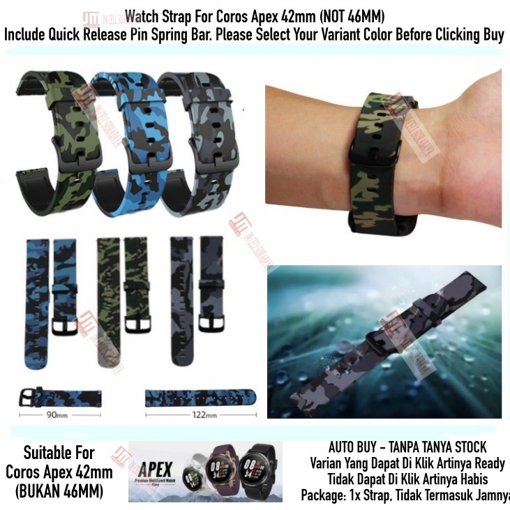 Tali Jam Watch Strap Coros Apex 42mm (BUKAN 46MM) - Camo Army Keren Black Buckle