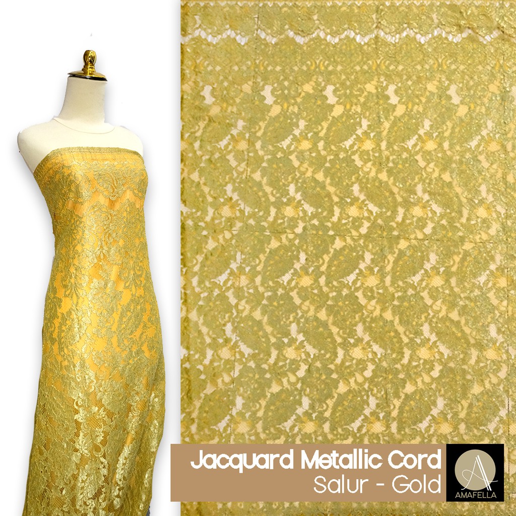 Kain Brokat Brukat Tile Semi Prancis Bahan Kebaya Jacquard Metallic (250x130cm)