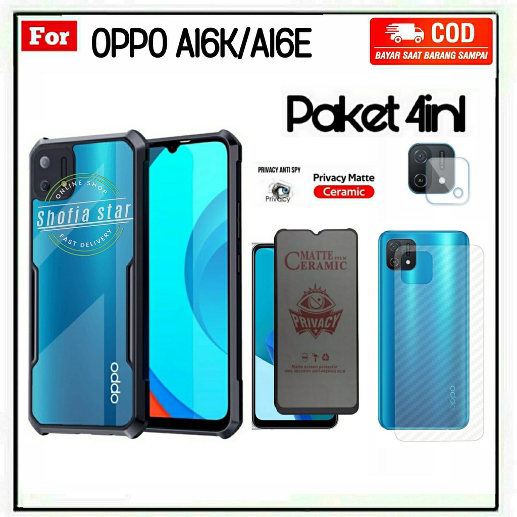 4IN1 CASE OPPO A16K 16E SOFTCASE SHOCKPROOF TRANSPARAN CAMERA PROTECT CASING