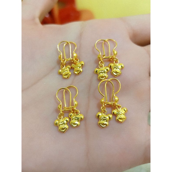 ANTING ANAK MICKEY PERAK 925 LAPIS MAS 24K