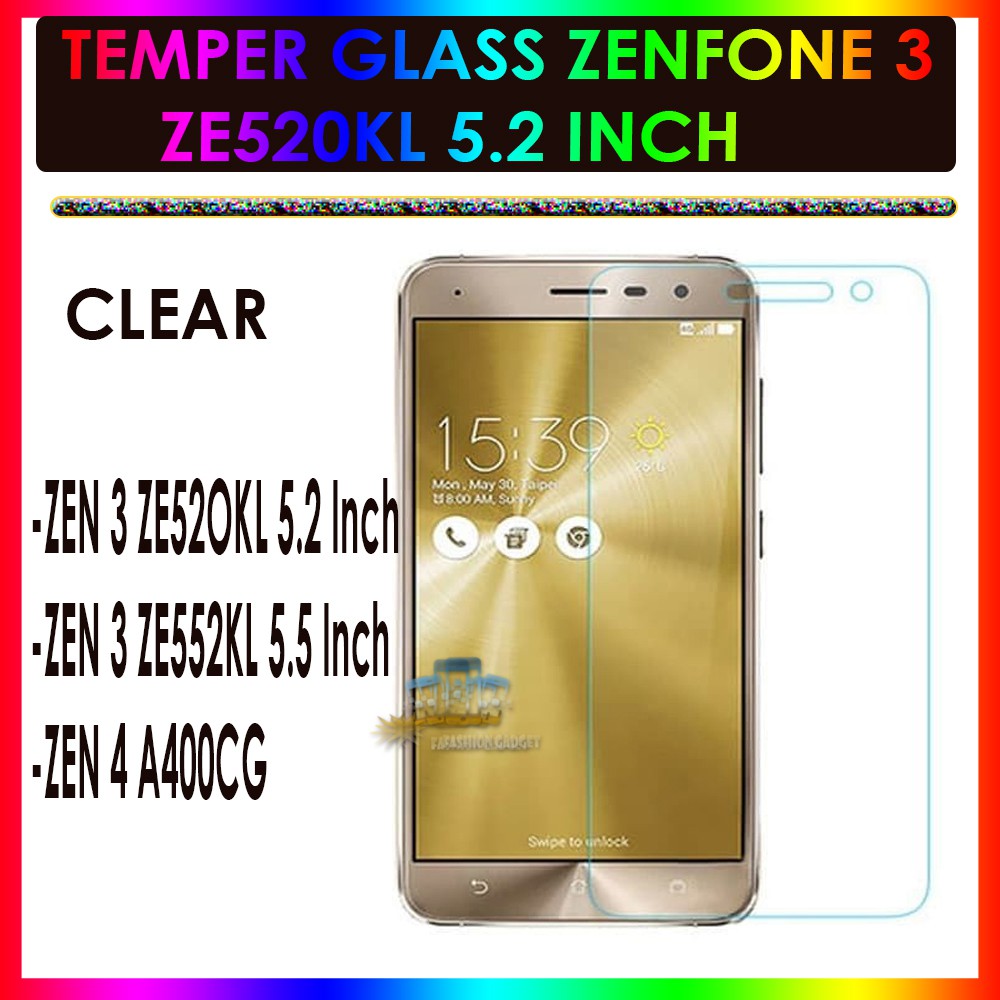 TEMPER GLASS ZENFONE 3 ZENFONE ZE520KL 5.2 INCH ZENFONE 3 MAX ZC520TL 5.2 INCH ZENFONE 4 ZENFONE A400CG ANTI GORES KACA TEMPER GLASS