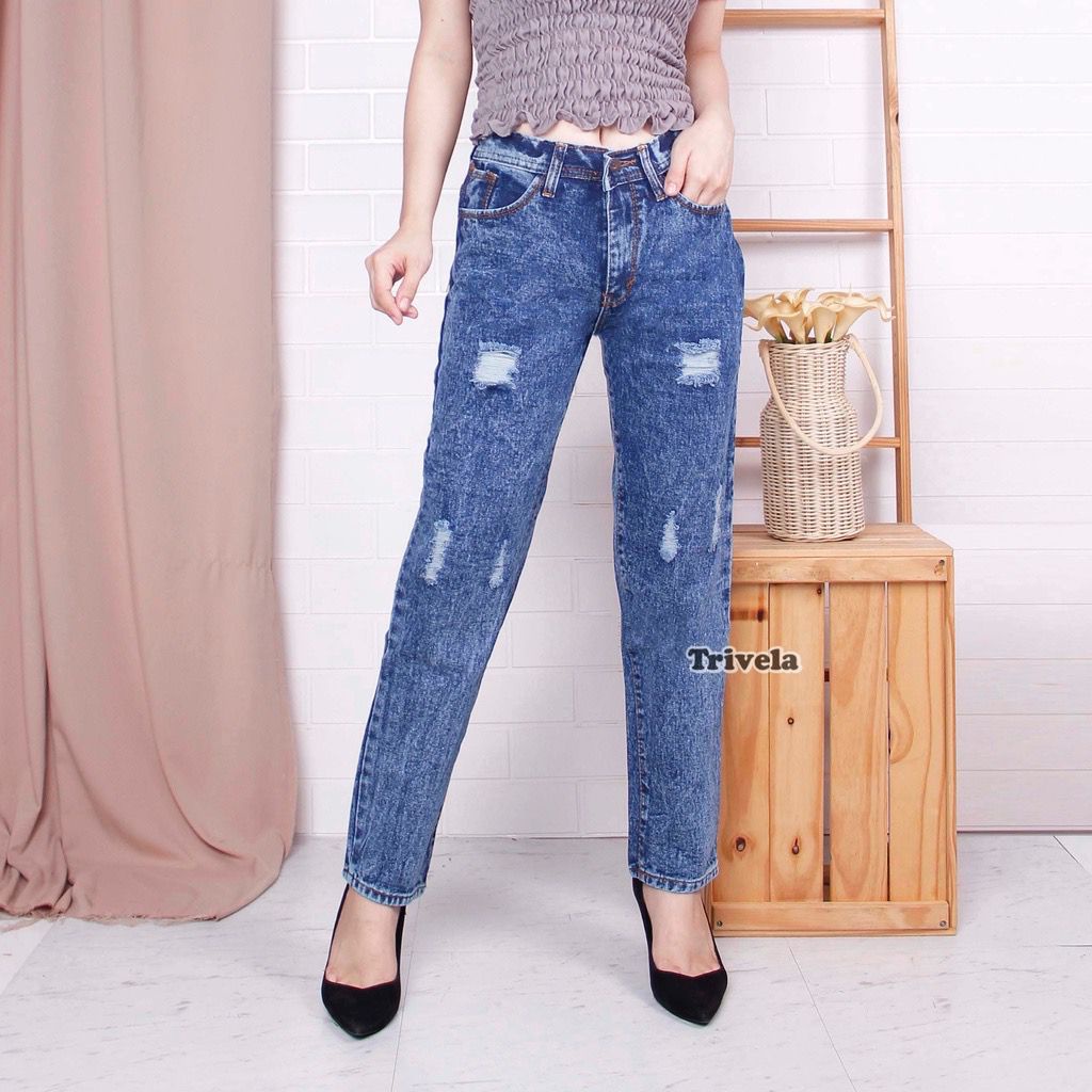 CELANA JEANS BOYFRIEND SOBEK / CELANA JEANS WANITA / BOYFRIEND SOBEK / SAMANTA BOYFRIEND