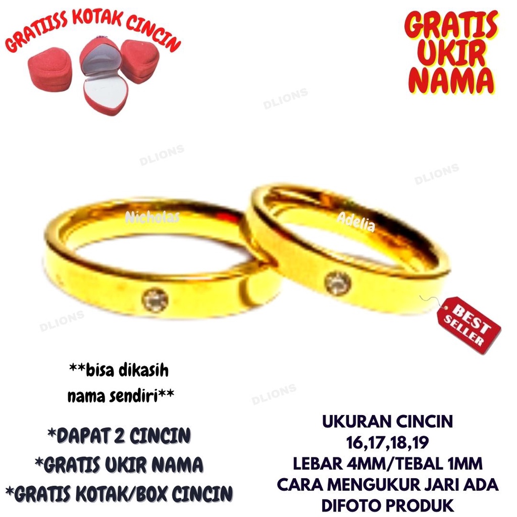 CINCIN PERMATA TITANIUM,CINCIN PASANGAN TITANIUM,GRATIS UKIR NAMA,GRATIS BOX CINCIN,SUDAH DAPAT 2 CINCIN