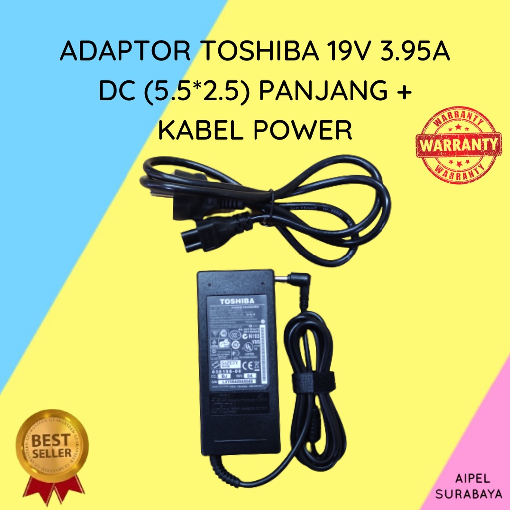 TOSHIBA193955525PKP | ADAPTOR TOSHIBA 19V 3.95A DC (5.5*2.5) PANJANG + KABEL POWER