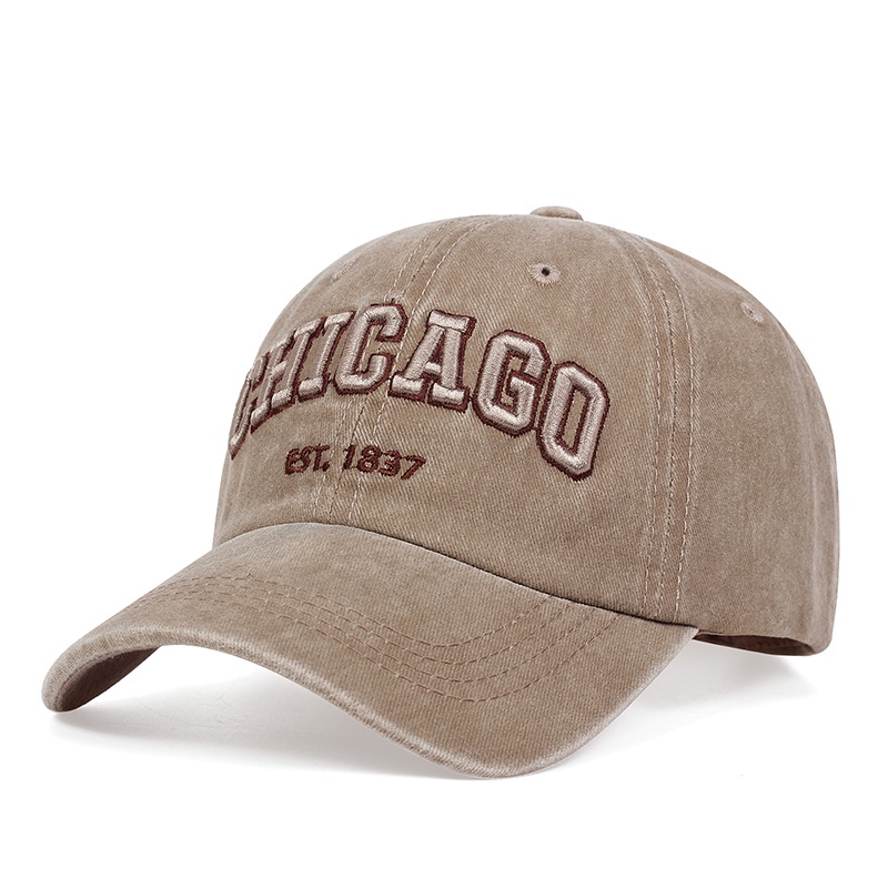 Topi baseball Warna solid Gaya vintage chicago Cowboy Untuk pria Dan wanita