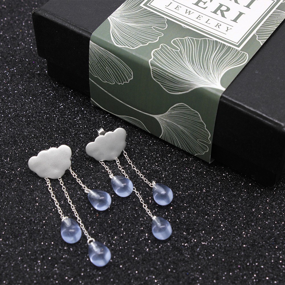 SERI SERI Anting Wanita Perak 925 Asli Rain Cloud Sterling Silver Earrings Awan Hujan Lucu