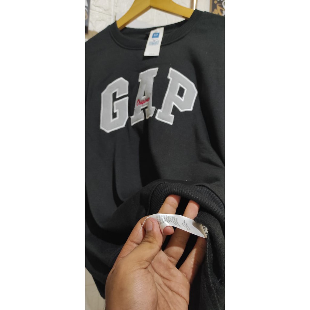 Sweatshirt GAP Model Crewneck Teks Bordir Premum Quality Full Tag Label untuk Pria dan Wanita
