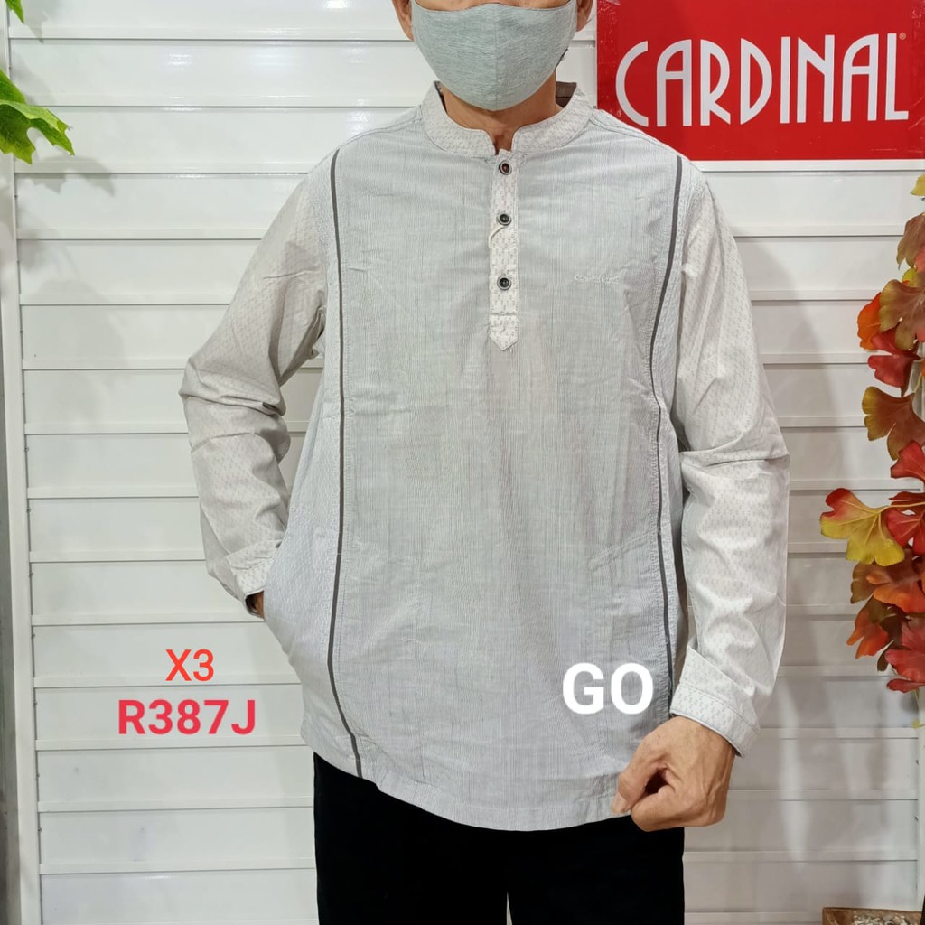 gof XL-2XL CARDINAL KEMEJA KOKO PUTIH JUMBO Pakaian Atasan Muslim Pria Hem Lengan Panjang Original KPCB