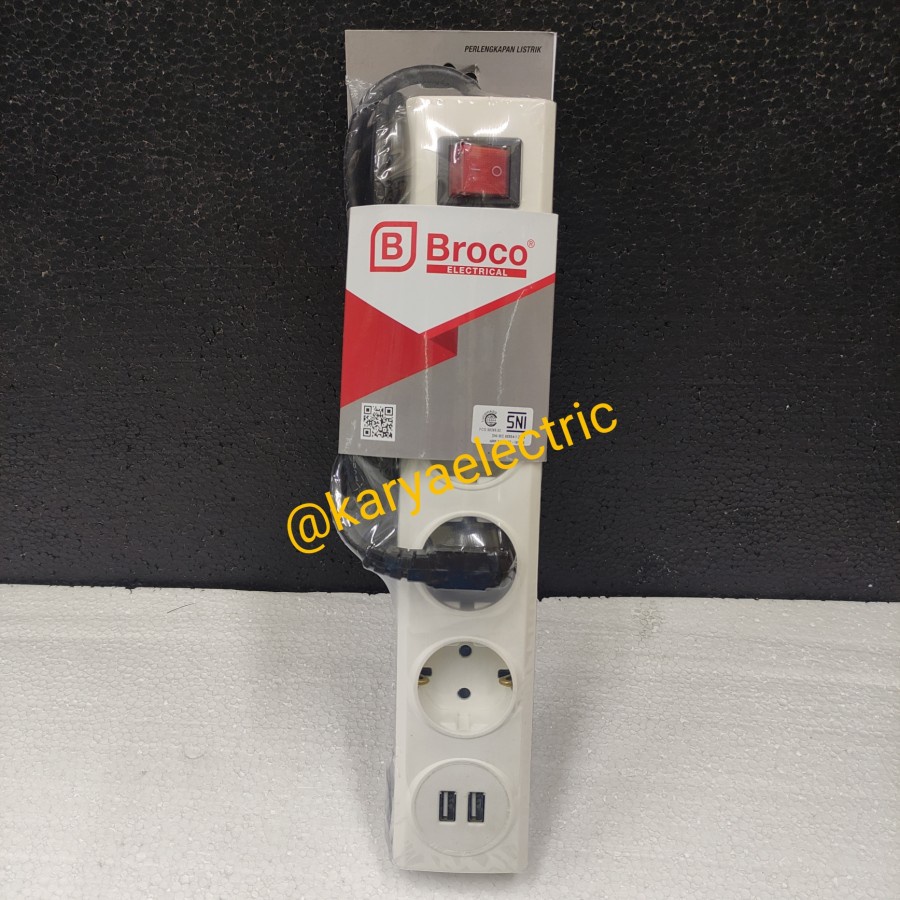 Stopkontak / Stop Kontak Broco 4LB + Saklar + USB + Kabel 15853