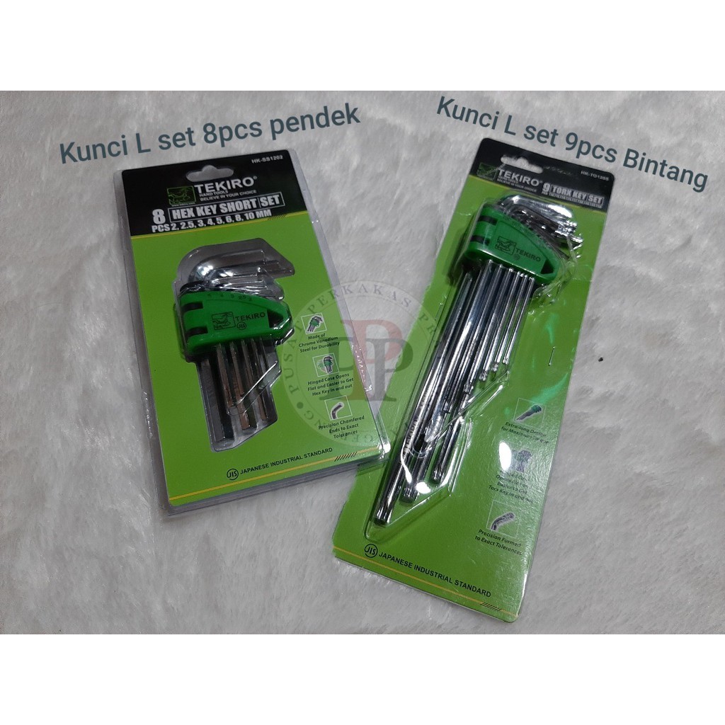 TEKIRO Paket Kunci L set 8 pcs pendek dan Kunci L set 9 Bintang TL