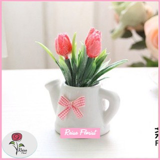 Set Tulip Vas  Artificial Hiasan Cafe Rumah Bunga  Plastik  