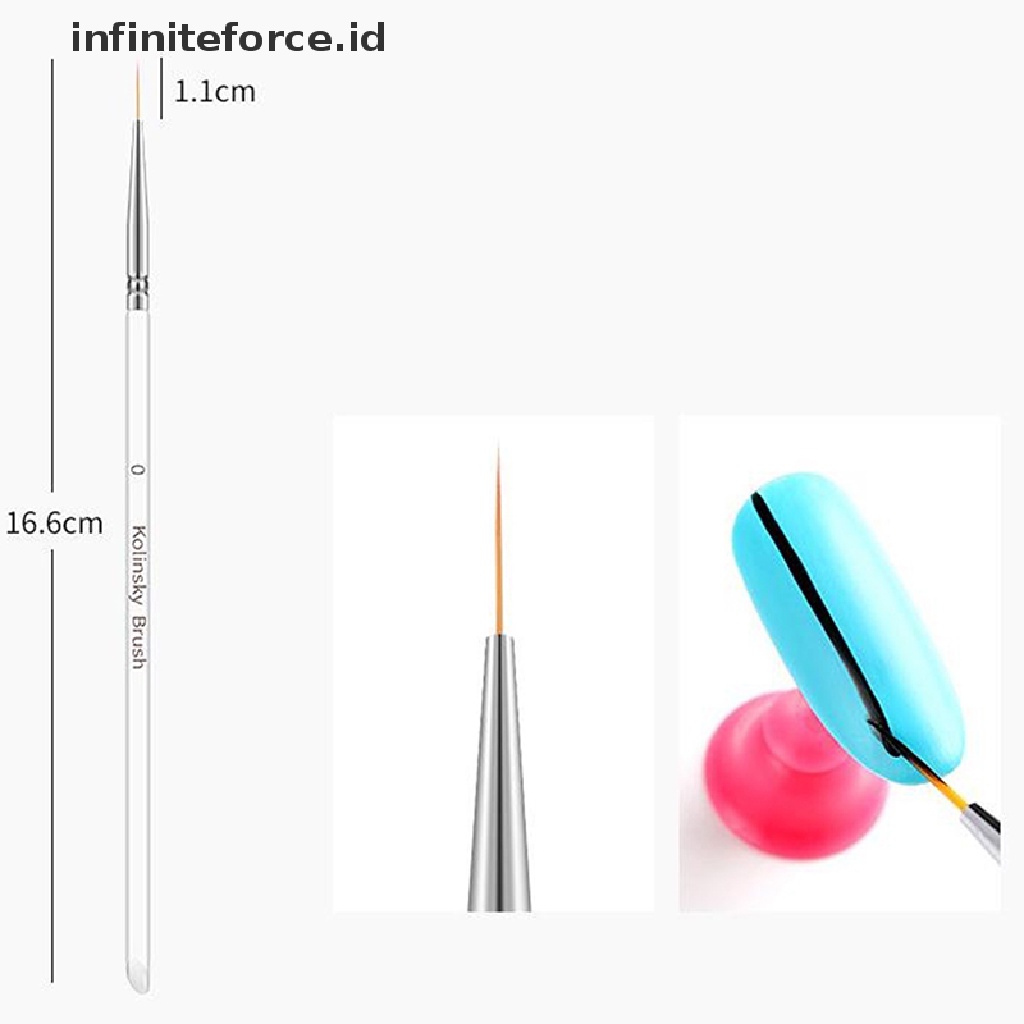 Infiniteforce.id 3pcs / set brush pen Transparan Ukuran 7 / 9 / 11mm Peralatan Nail art / Manicure