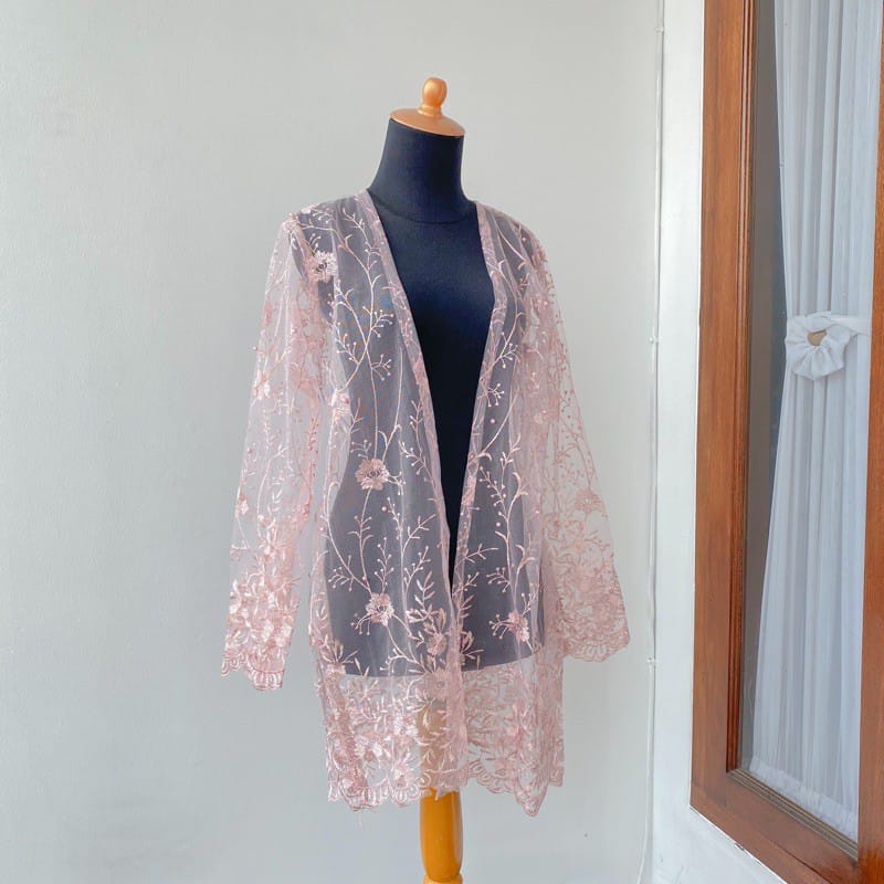 Cardigan outer dengan tile bordir mutiara