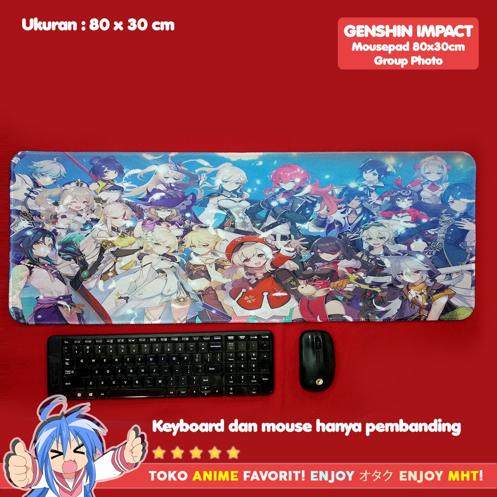 Mousepad Anime Gaming - Deskpad - Genshin Impact : Group Klee Diluc Xiao Amber Kaeya Lisa Fischl Lumine Aether Venti Barbara