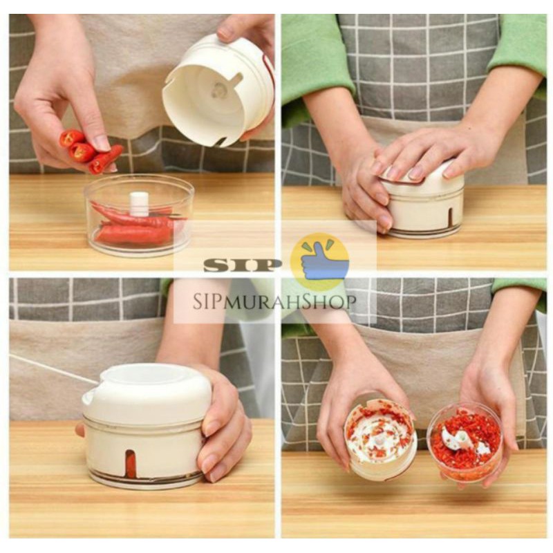 COD SPEEDY CHOPPER / BLENDER TARIK / PENCACAH PENGHANCUR GILINGAN DAGING BAWANG BUMBU / Mini Food Chopper Speedy Chopper Mini Penghalus Daging Pencincang Bumbu Hand Blender Portable Manual Stainless / blender manual Blender Tarik Tangan Manual Mini Food