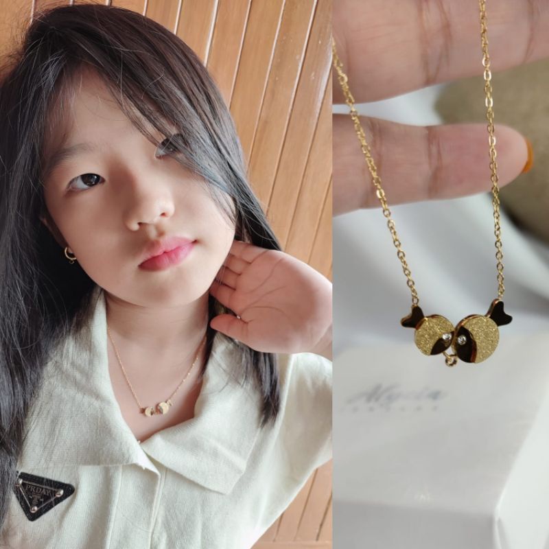 kalung anak ikan double titanium