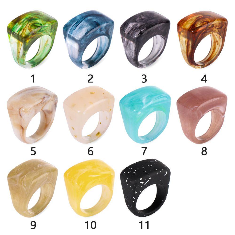 Lily Acrylic Cincin Hadiah Perhiasan Akrilik Warna-Warni Art Decor Motif Marmer