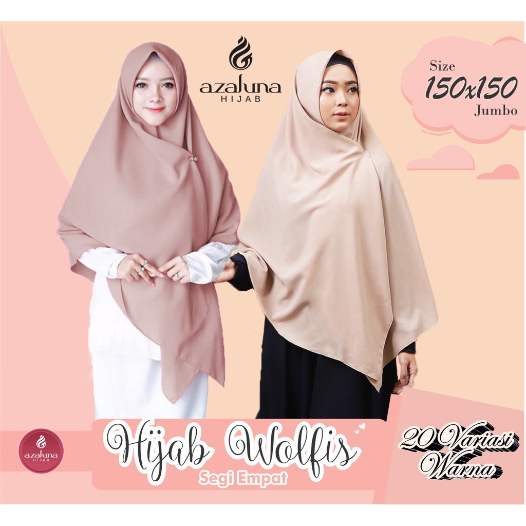 Hijab Wolfis Jumbo 150x150 Kerudung Segi Empat Wollpeach  