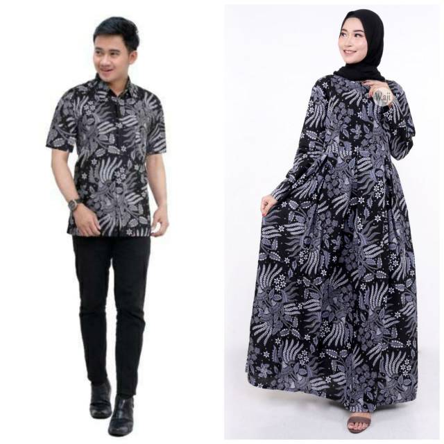 Baju Couple Keluarga - Sarimbit Batik Keluarga Motif Manggar abu abu