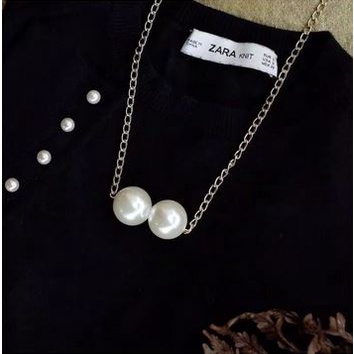 Kalung Panjang Korea Dua Mutiara Jumbo Kalung Hijab Pearl Korean Necklace