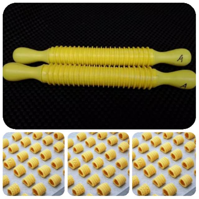 Rolling pin garis cetakan kue nastar gulung roller plastik